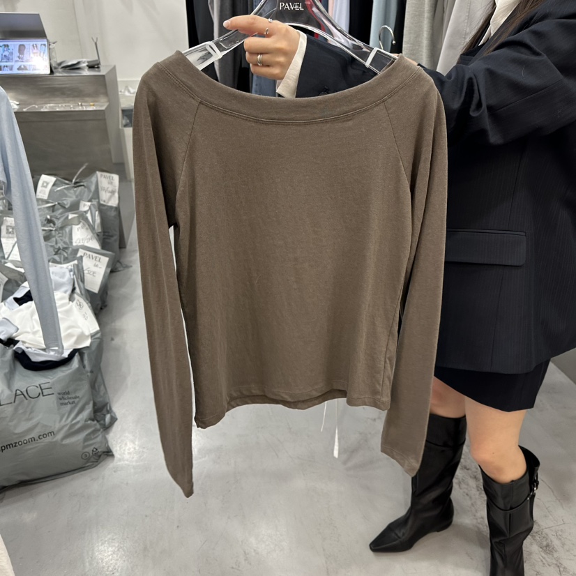 PAVEL東大門代購女士新品26春夏真品職業時尚長袖T恤船領PAVEL長袖T恤圖色3