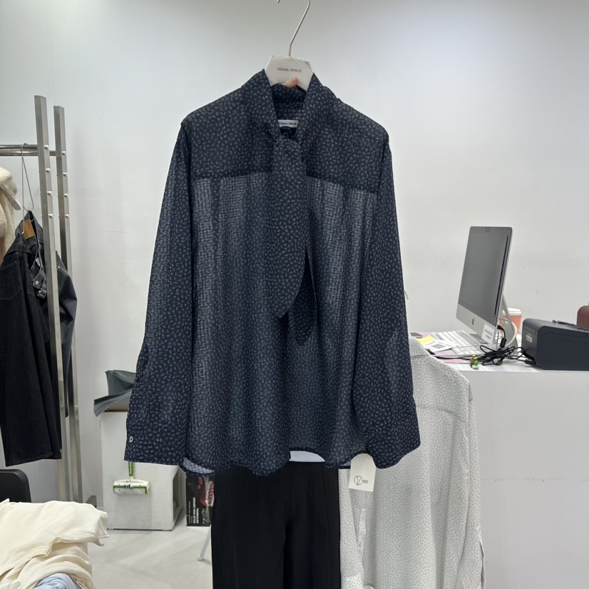 VISUAL SPACE韓國代購女士新款時尚推薦人氣襯衫蕾絲衫系帶VISUAL SPACE襯衫/蕾絲衫圖色2