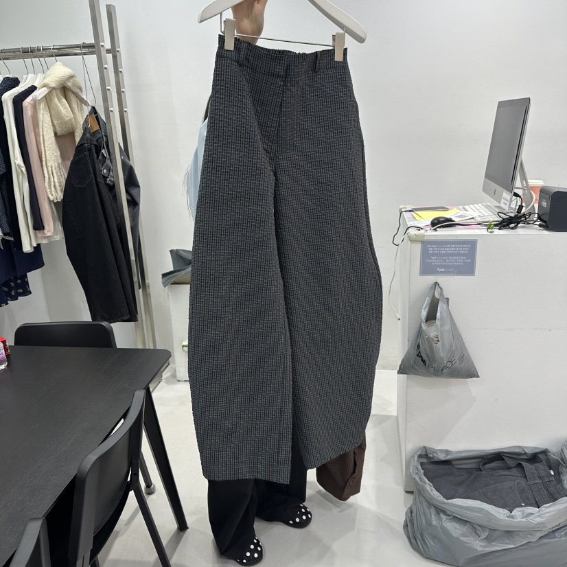 VISUAL SPACE東大門代購女裝新款真品熱賣休閑褲格子燈籠VISUAL SPACE休閑褲圖色2