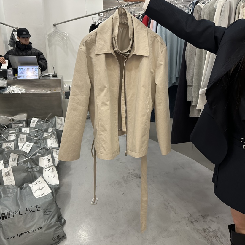 PAVEL韓國代購女裝新品熱賣26春夏真品休閑職業夾克含腰帶PAVEL夾克圖色1