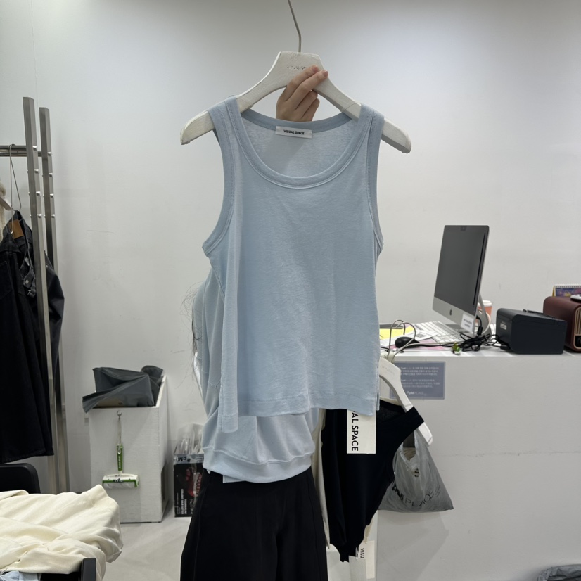 VISUAL SPACE東大門代購女士新品時尚人氣職業吊帶背心棉VISUAL SPACE吊帶/背心圖色2