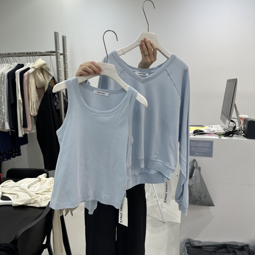 VISUAL SPACE東大門實拍女士新款熱賣休閑套裝V領套裝寬松VISUAL SPACE套裝圖色2