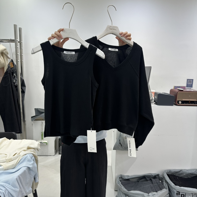 VISUAL SPACE東大門實拍女士新款熱賣休閑套裝V領套裝寬松VISUAL SPACE套裝圖色3