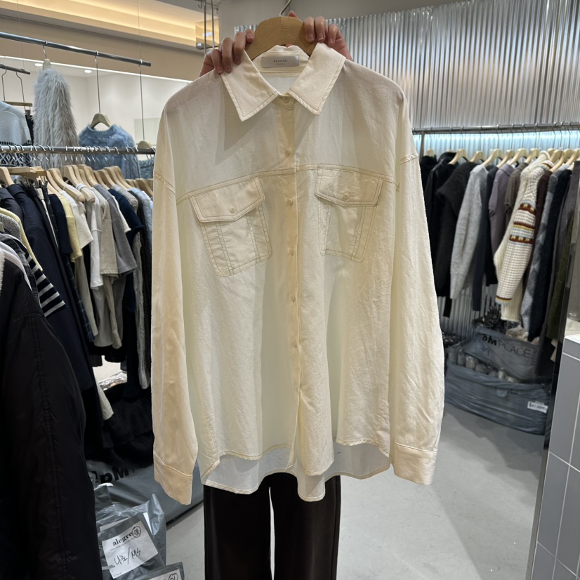 ALEGRE韓國代購女裝新款26春夏熱賣職業休閑人氣襯衫蕾絲衫ALEGRE襯衫/蕾絲衫圖色2