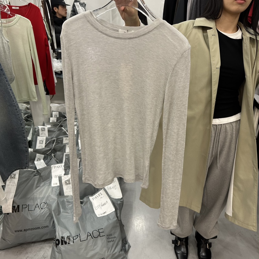 PAVEL韓國代購女裝新品26春夏人氣推薦休閑熱賣時尚長袖T恤PAVEL長袖T恤圖色6花灰色