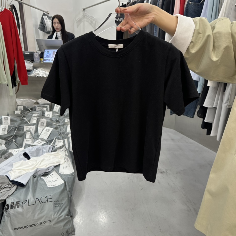 PAVEL韓國代購女士新品休閑真品職業26春夏時尚熱賣推薦T恤PAVELT恤圖色8黑色