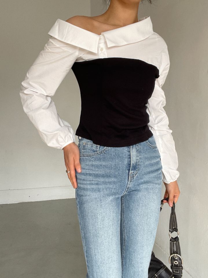 CRONG東大門代購女士新品人氣熱賣休閑推薦職業襯衫蕾絲衫CRONG襯衫/蕾絲衫圖色1