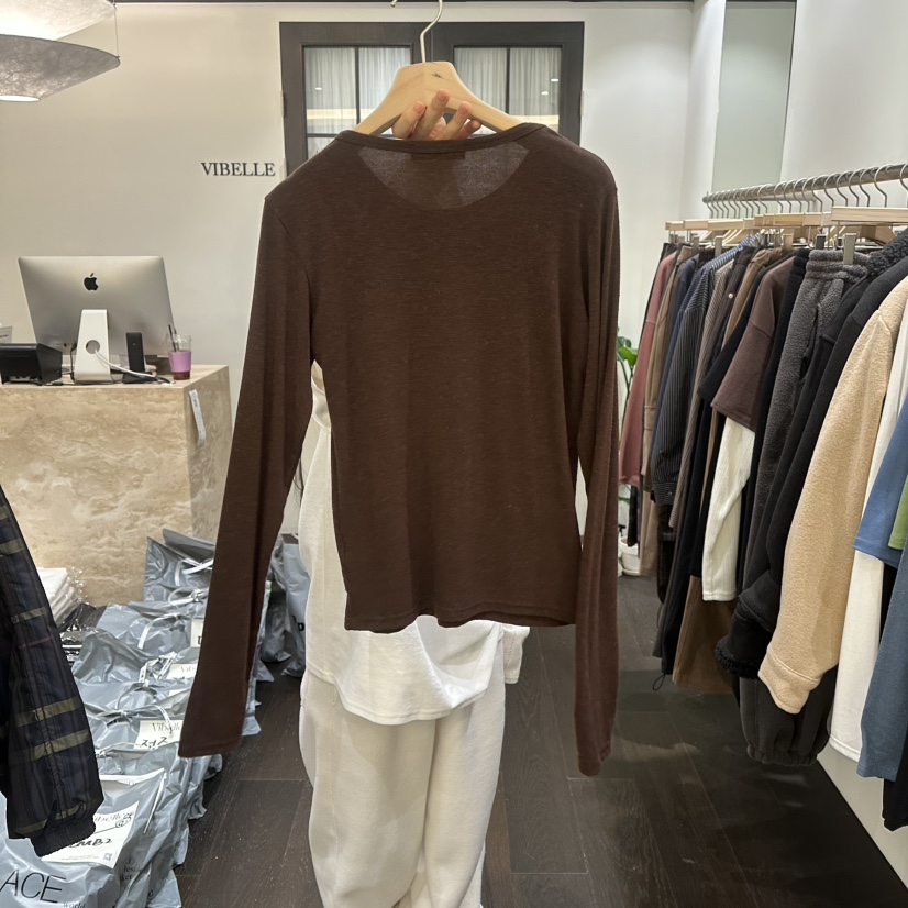 VIBELLE東大門代購女裝新款26春夏休閑時尚推薦長袖T恤特價VIBELLE長袖T恤