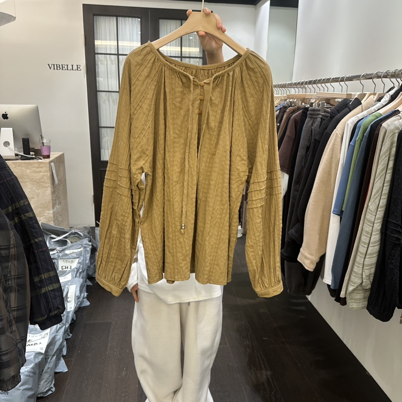 VIBELLE韓國直郵女士新品26春夏時尚職業人氣真品襯衫蕾絲衫VIBELLE襯衫/蕾絲衫圖色1