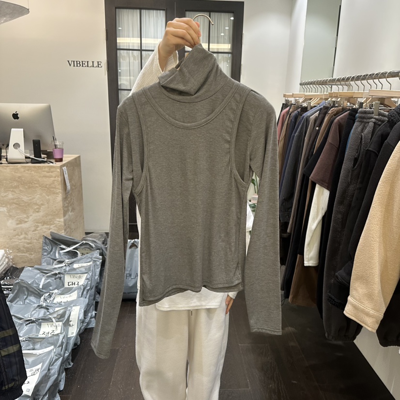 VIBELLE東大門直郵女裝新品26春夏真品職業長袖T恤假兩件VIBELLE長袖T恤圖色2