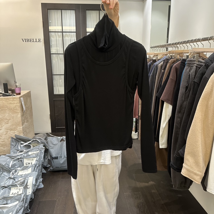 VIBELLE東大門直郵女裝新品26春夏真品職業長袖T恤假兩件VIBELLE長袖T恤圖色4