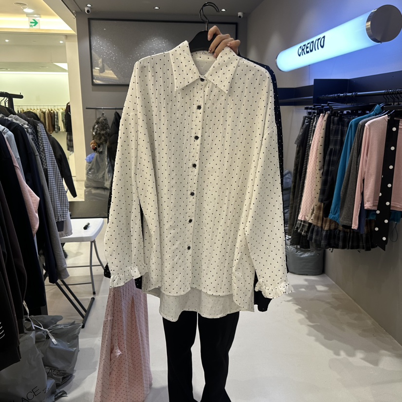 CREDITO韓國代購女士新款人氣推薦職業真品休閑襯衫蕾絲衫CREDITO襯衫/蕾絲衫圖色1