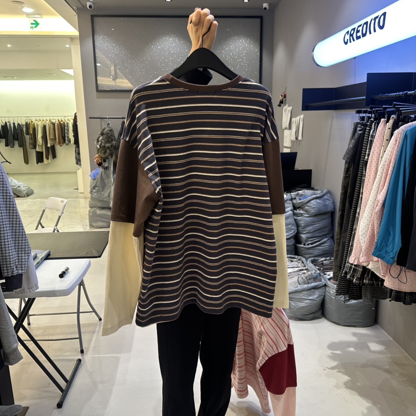 CREDITO東大門代購女士新款推薦休閑26春夏時尚人氣長袖T恤CREDITO長袖T恤