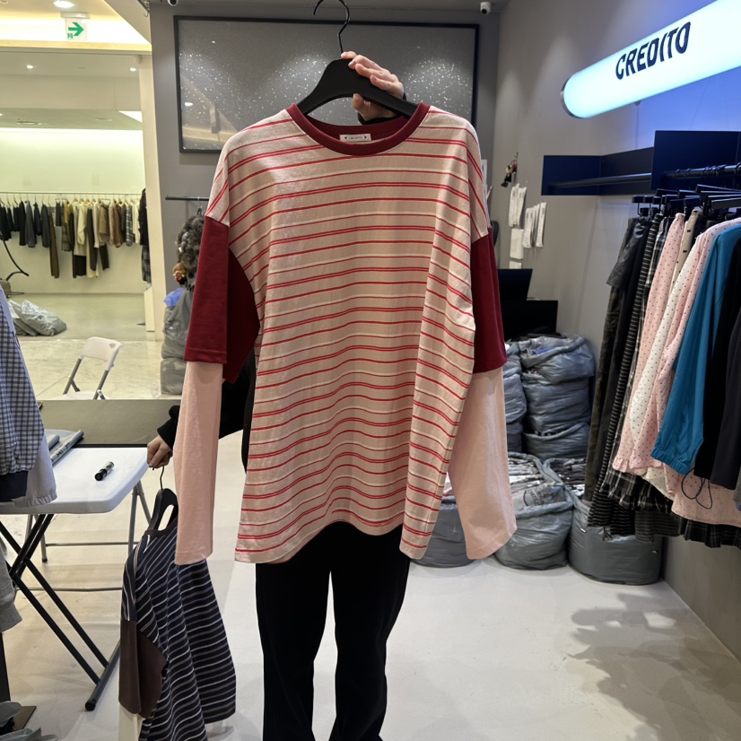 CREDITO東大門代購女士新款推薦休閑26春夏時尚人氣長袖T恤CREDITO長袖T恤圖色1