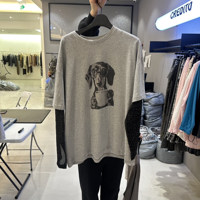 CREDITO韓國代購女士新品人氣時尚26春夏熱賣推薦長袖T恤CREDITO長袖T恤圖色1