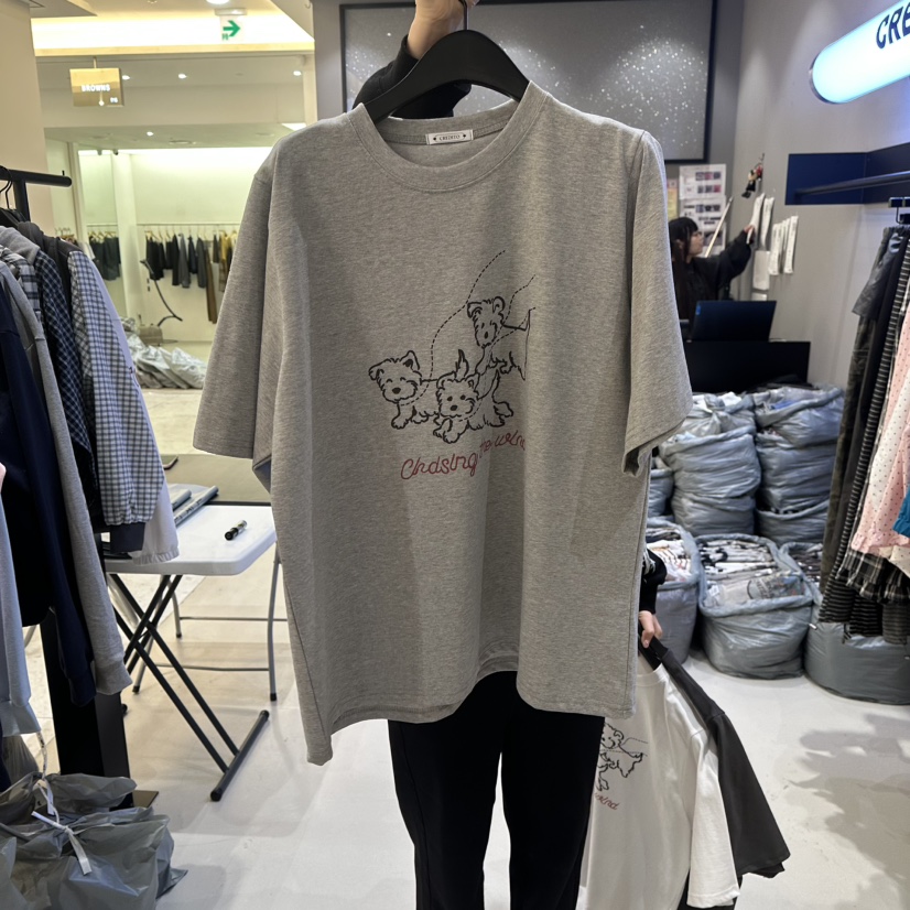 CREDITO東大門實拍女士新款時尚26春夏推薦休閑人氣職業T恤CREDITOT恤圖色2