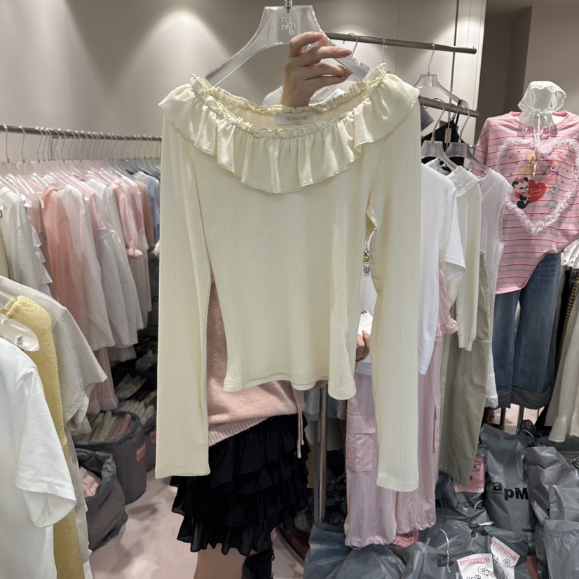 MIMME/LOOKK東大門直郵女士新款職業26春夏長袖T恤荷葉邊MIMME/LOOKK長袖T恤圖色2