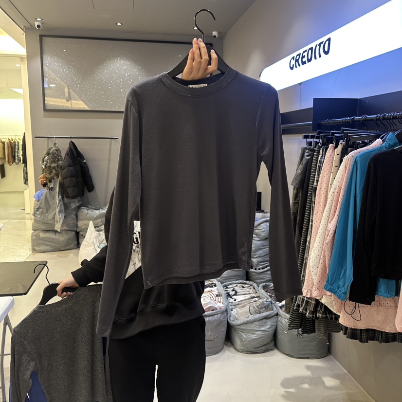 CREDITO韓國代購女士新款職業人氣休閑推薦真品26春夏長袖T恤CREDITO長袖T恤圖色4墨色
