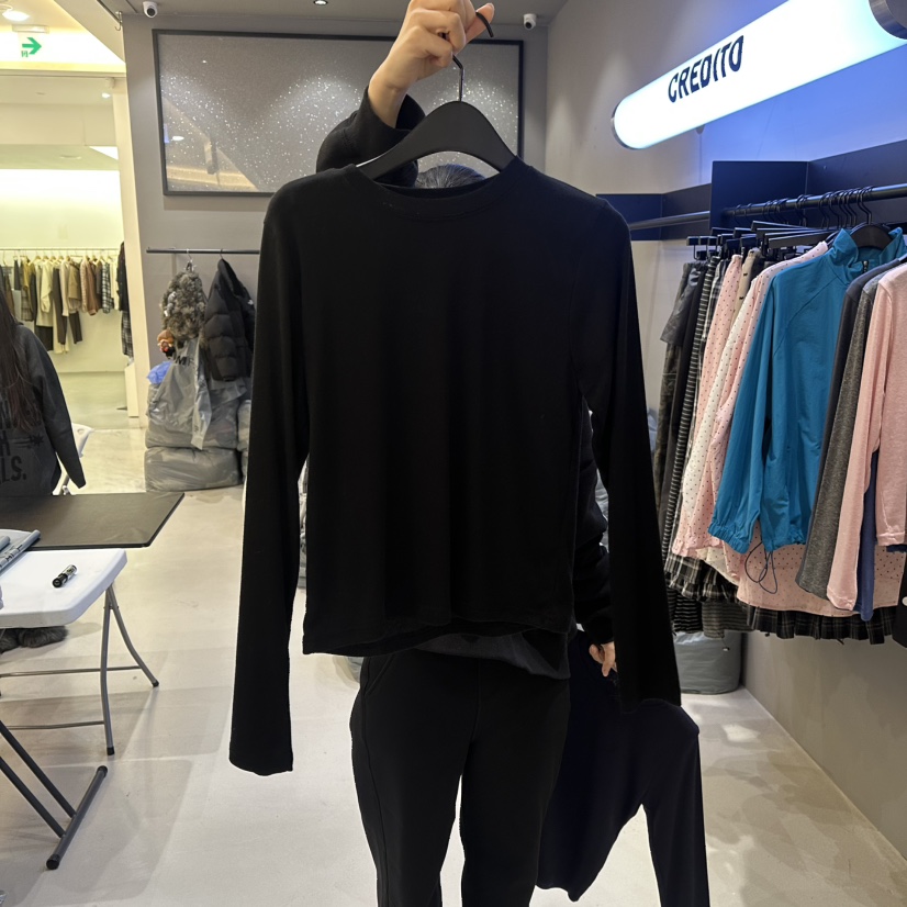 CREDITO韓國代購女士新款職業人氣休閑推薦真品26春夏長袖T恤CREDITO長袖T恤圖色7黑色