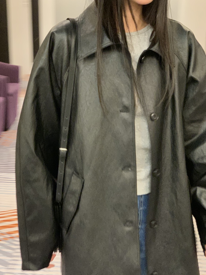 NOUVEAU韓國代購女裝新品熱賣時尚真品人氣中長款大衣皮革NOUVEAU中長款大衣