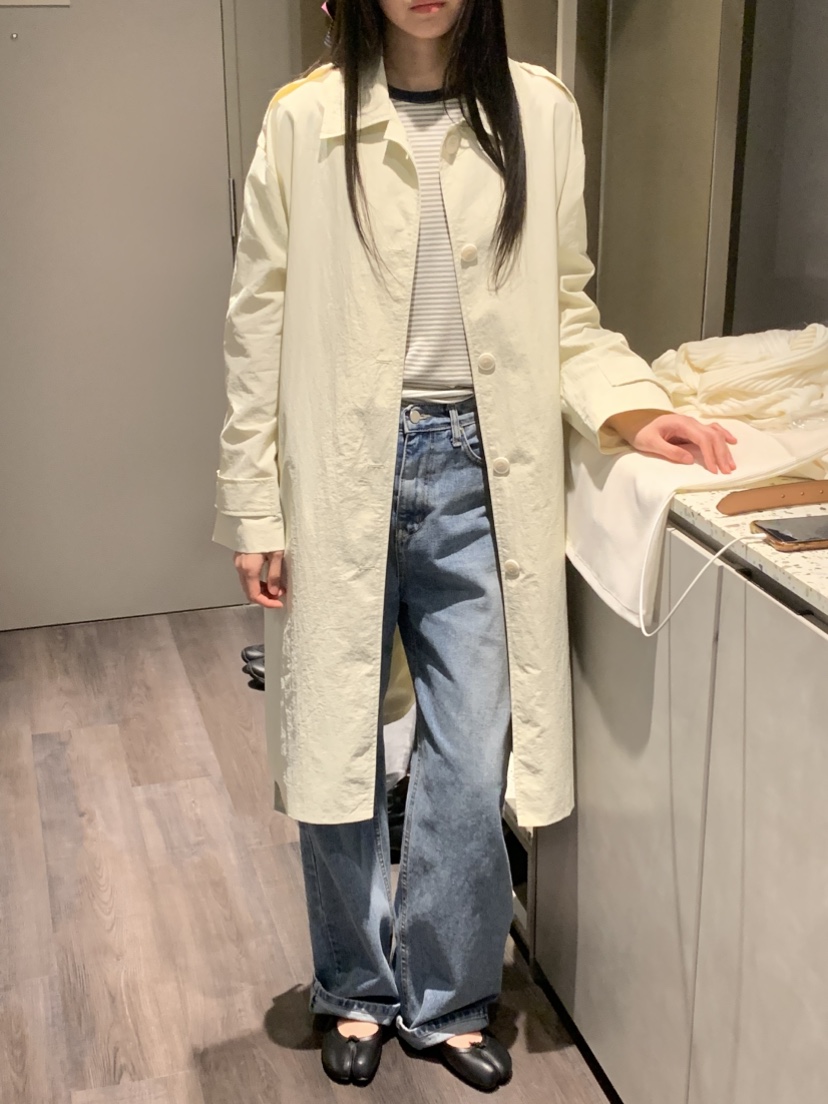 NOUVEAU韓國直郵女士新品時尚熱賣職業真品長款風衣含腰帶NOUVEAU長款風衣