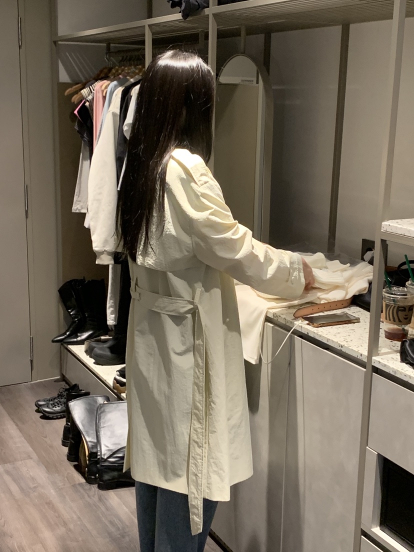 NOUVEAU韓國直郵女士新品時尚熱賣職業真品長款風衣含腰帶NOUVEAU長款風衣