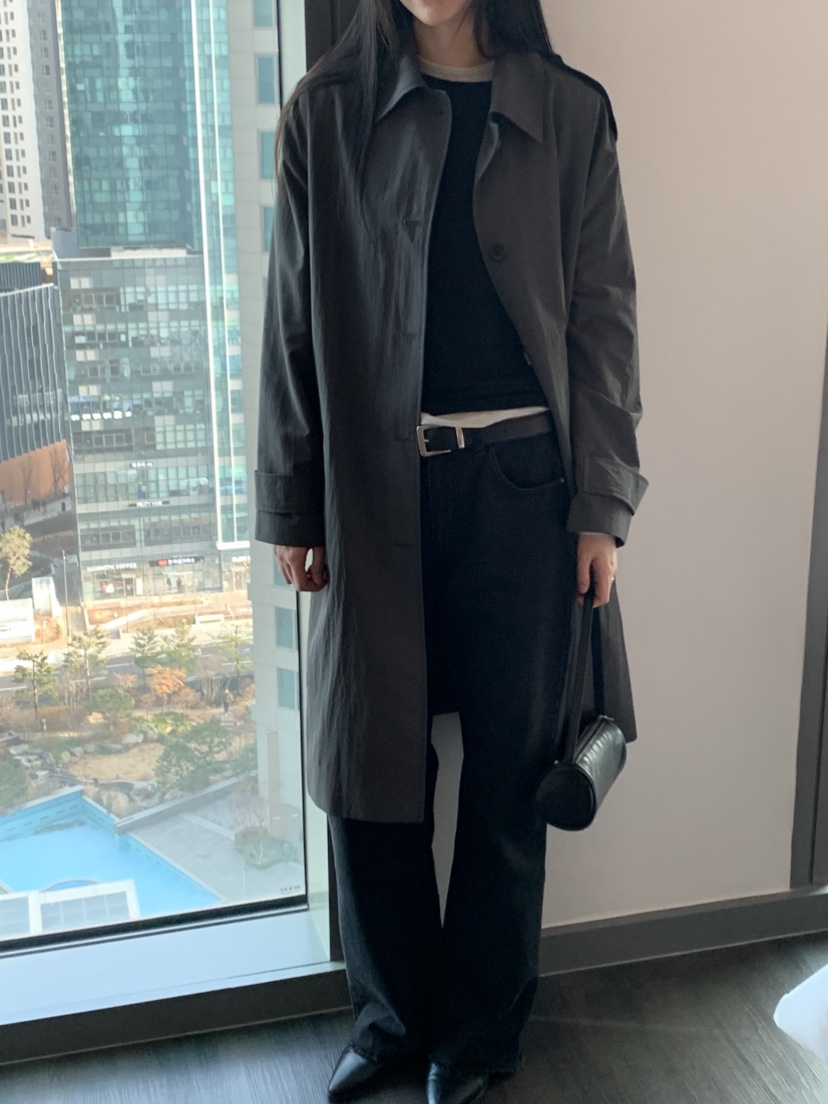 NOUVEAU韓國直郵女士新品時尚熱賣職業真品長款風衣含腰帶NOUVEAU長款風衣