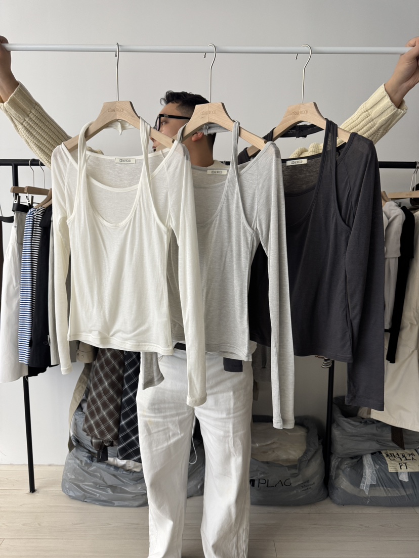 CEDARWOOD東大門代購女裝新品熱賣推薦休閑真品長袖T恤露肩CEDAR WOOD長袖T恤