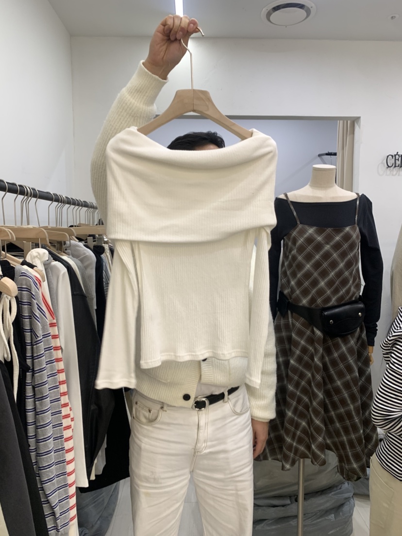 CEDARWOOD韓國直郵女士新品職業真品推薦休閑長袖T恤露肩CEDAR WOOD長袖T恤