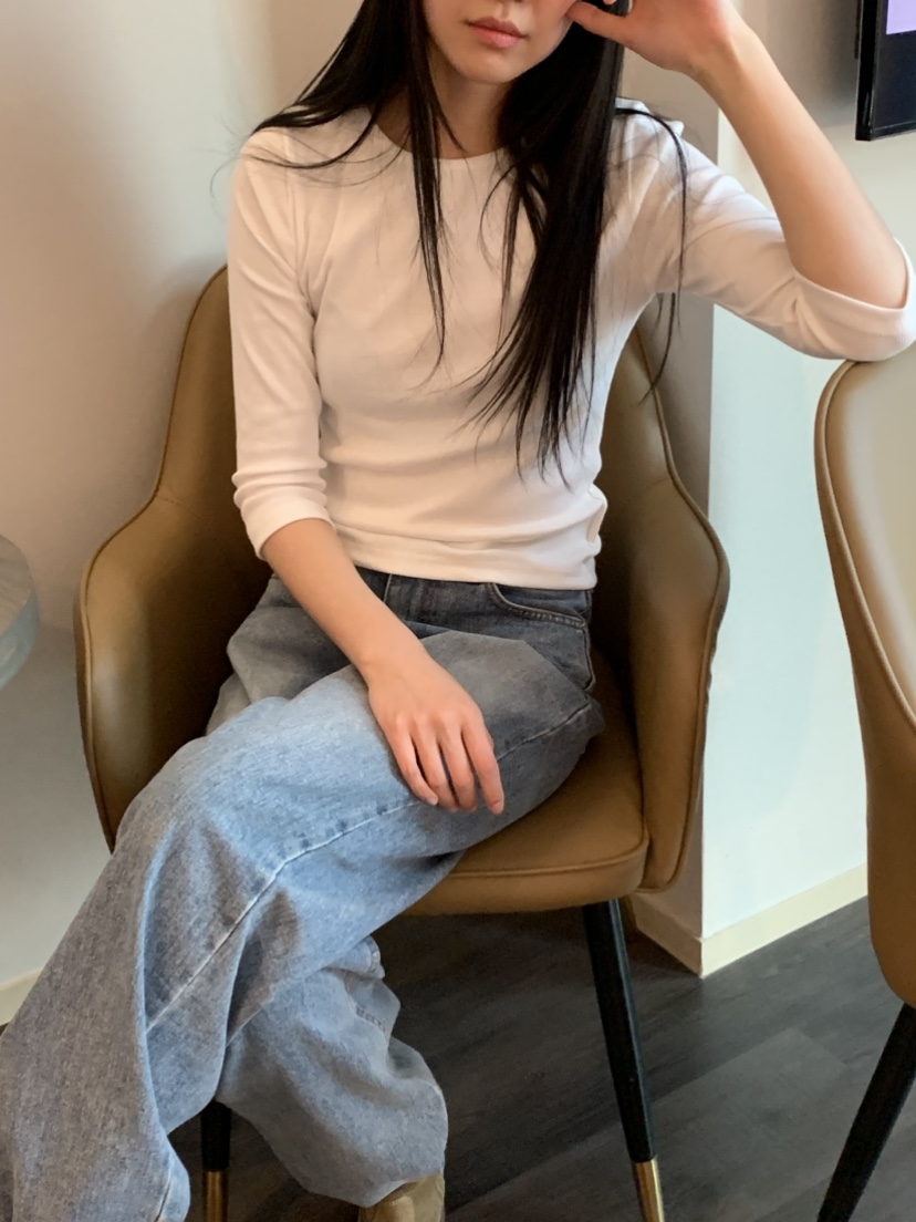 NOUVEAU東大門直郵女士新款時尚人氣真品休閑T恤船領羅紋NOUVEAUT恤