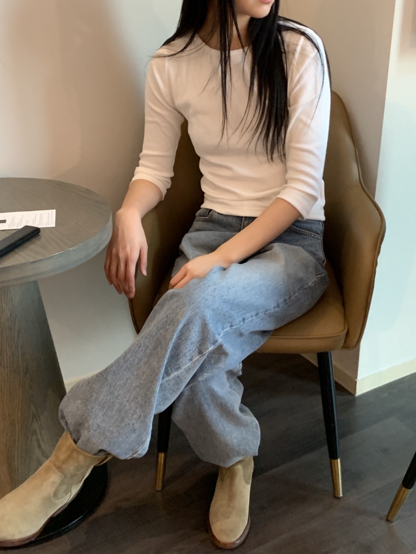 NOUVEAU東大門直郵女士新款時尚人氣真品休閑T恤船領羅紋NOUVEAUT恤