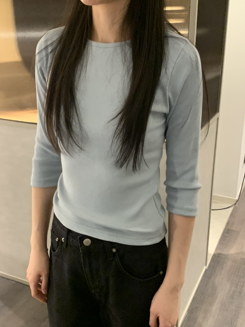 NOUVEAU東大門直郵女士新款時尚人氣真品休閑T恤船領羅紋NOUVEAUT恤