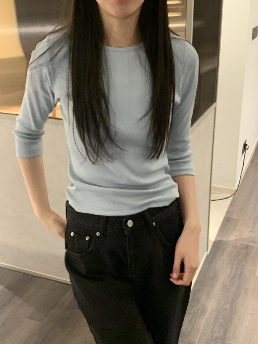 NOUVEAU東大門直郵女士新款時尚人氣真品休閑T恤船領羅紋NOUVEAUT恤