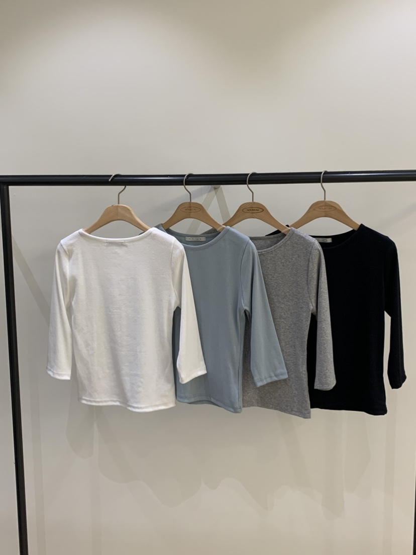 NOUVEAU東大門直郵女士新款時尚人氣真品休閑T恤船領羅紋NOUVEAUT恤