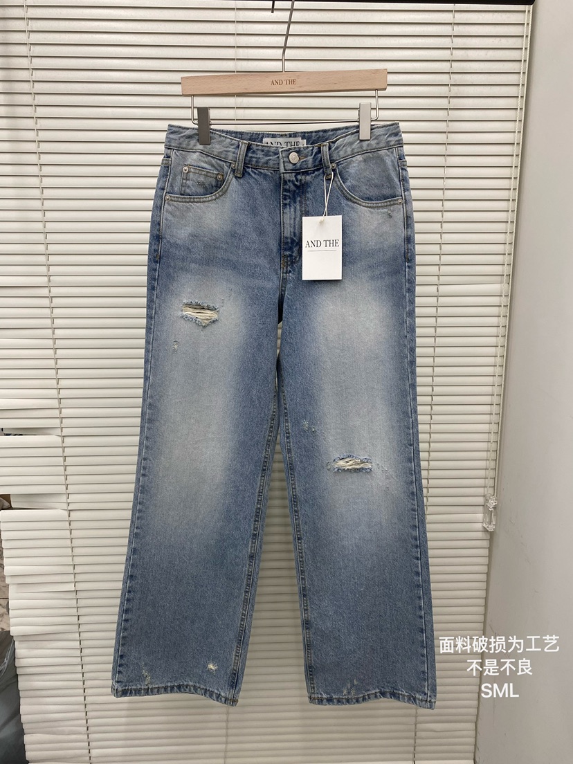 AND THE東大門直郵女士新款職業休閑26春夏熱賣推薦牛仔褲AND THE牛仔褲圖色1