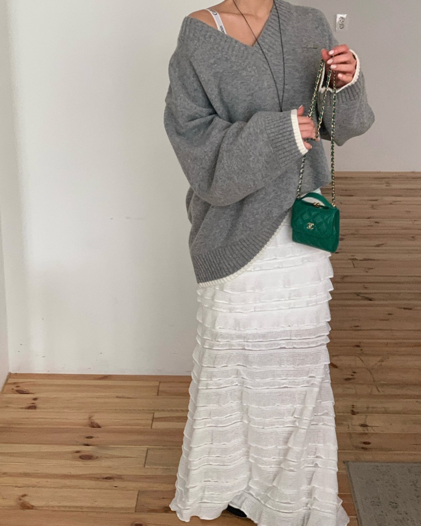 REVE CITE-L東大門實拍女士新款時尚真品26春夏長裙荷葉邊REVE CITE-L長裙