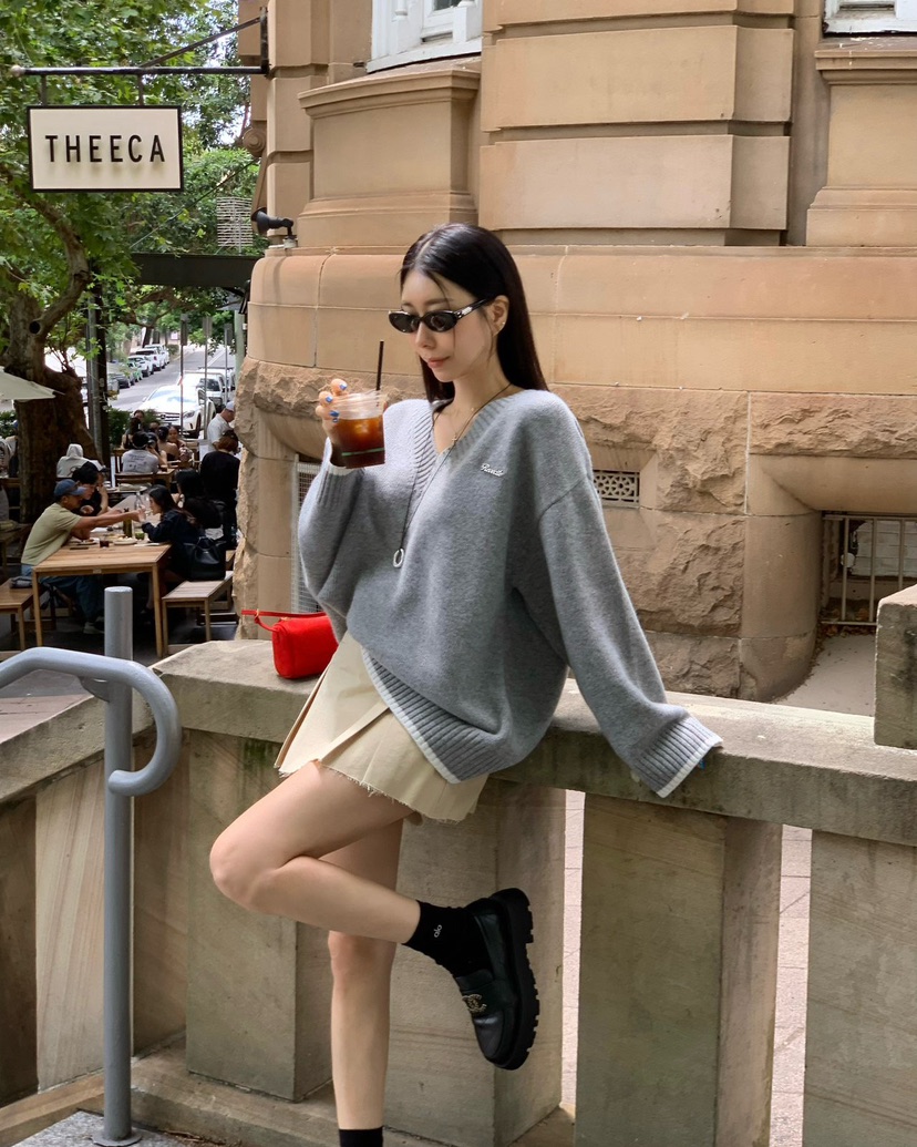 REVE CITE-L韓國直郵女裝新品26春夏真品職業針織衫V領REVE CITE-L針織衫