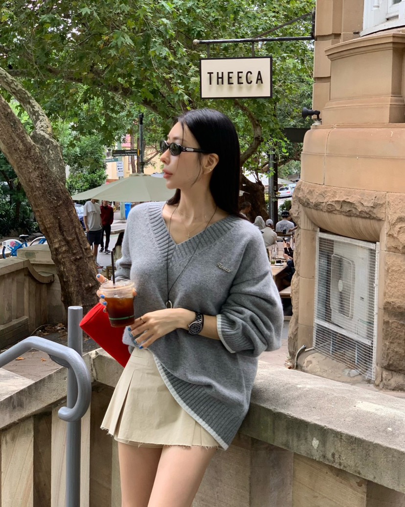 REVE CITE-L韓國直郵女裝新品26春夏真品職業針織衫V領REVE CITE-L針織衫