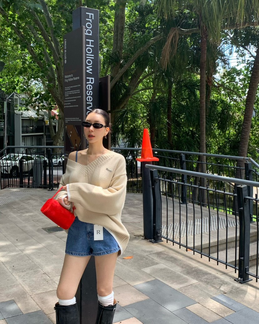 REVE CITE-L韓國直郵女裝新品26春夏真品職業針織衫V領REVE CITE-L針織衫