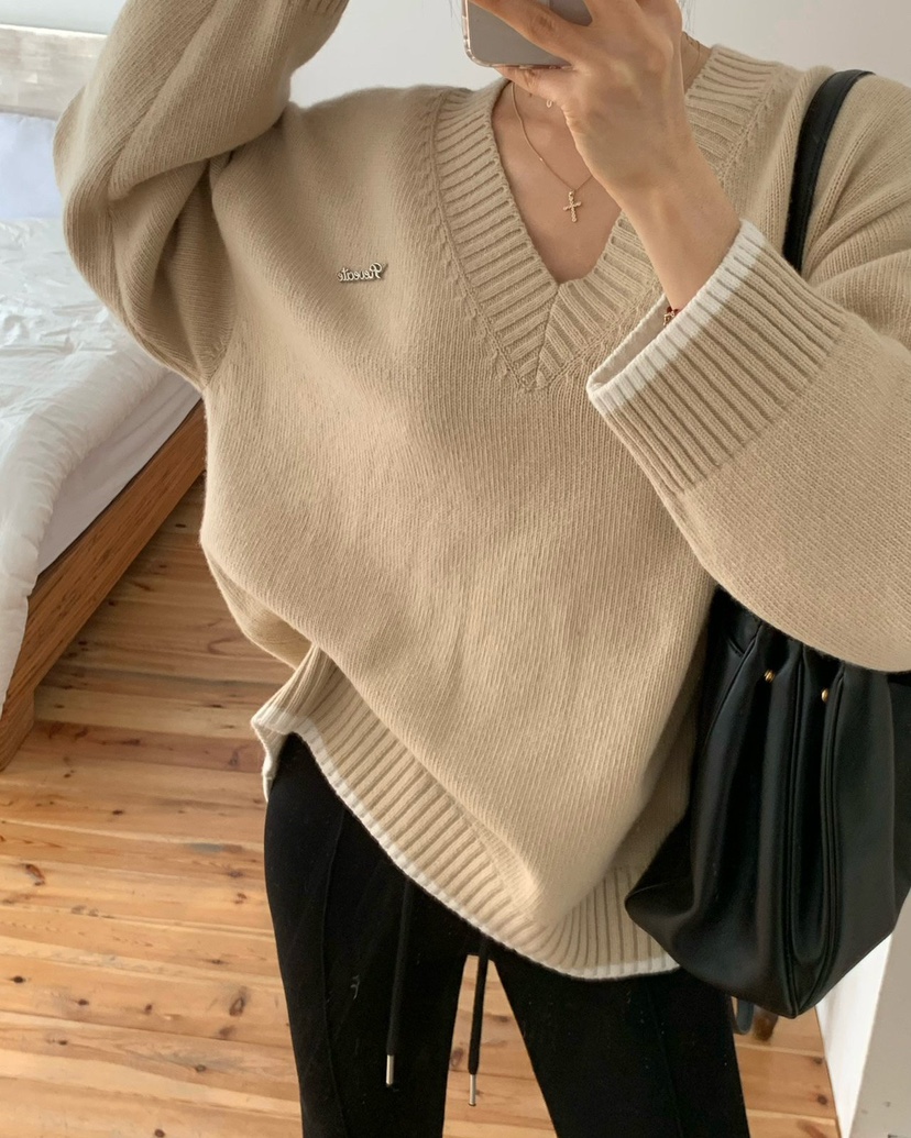 REVE CITE-L韓國直郵女裝新品26春夏真品職業針織衫V領REVE CITE-L針織衫