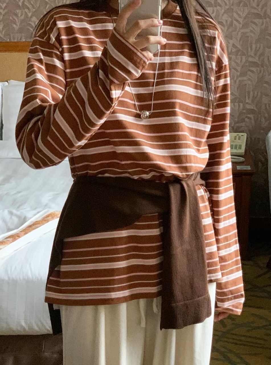 BLUSHER東大門直郵女裝新款真品休閑26春夏長袖T恤不含屁簾BLUSHER長袖T恤