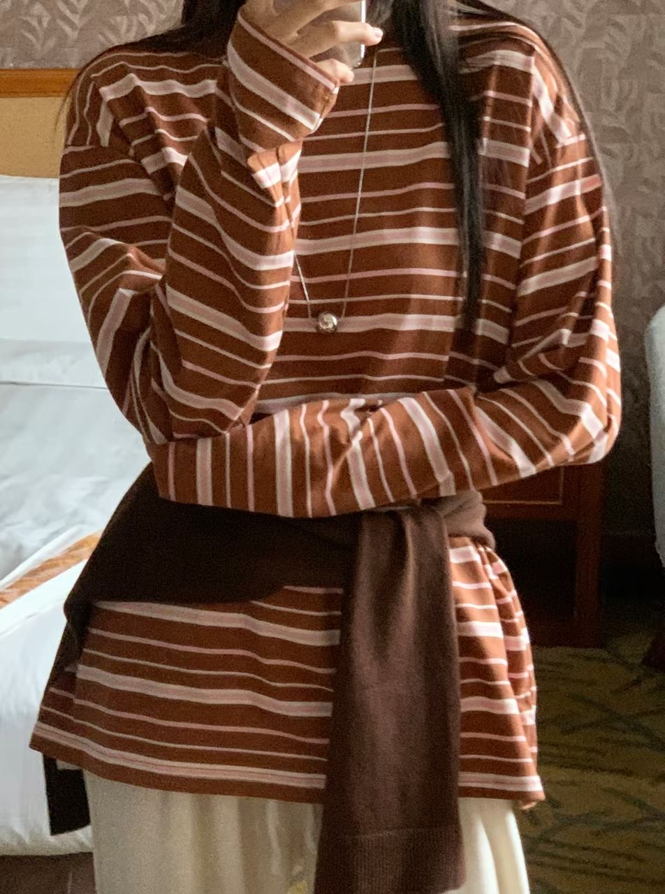 BLUSHER東大門直郵女裝新款真品休閑26春夏長袖T恤不含屁簾BLUSHER長袖T恤圖色1