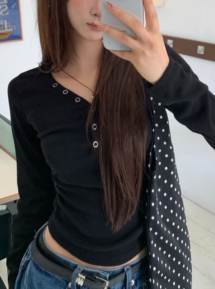 BLUSHER東大門實拍女裝新品26春夏熱賣真品休閑職業長袖T恤BLUSHER長袖T恤圖色3