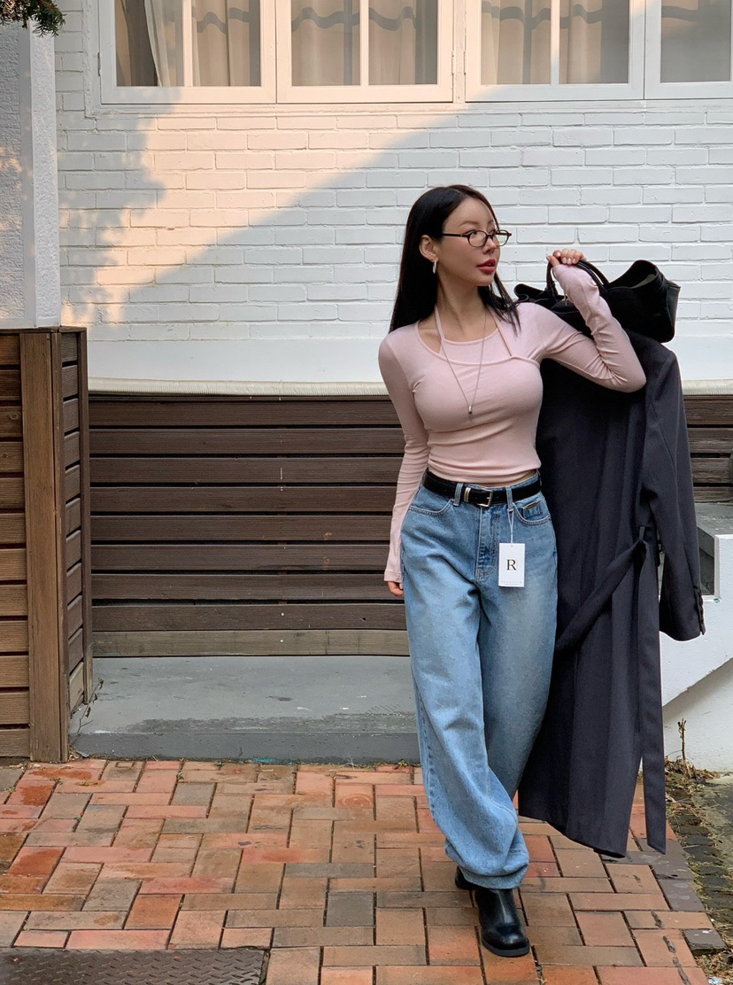 REVE CITE-L東大門代購女士新品真品時尚休閑長袖T恤雙層REVE CITE-L長袖T恤圖色4