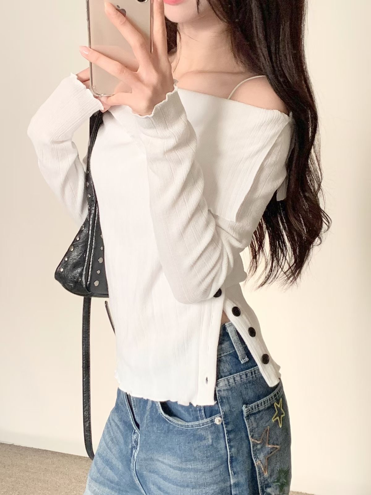 BLUSHER東大門實拍女裝新品人氣時尚休閑推薦職業長袖T恤BLUSHER長袖T恤