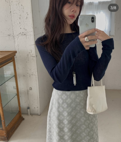 MIELLE-미엘르-OT韓國直郵女士新款熱賣長袖T恤不含腰帶MIELLE-미엘르-OT長袖T恤圖色2