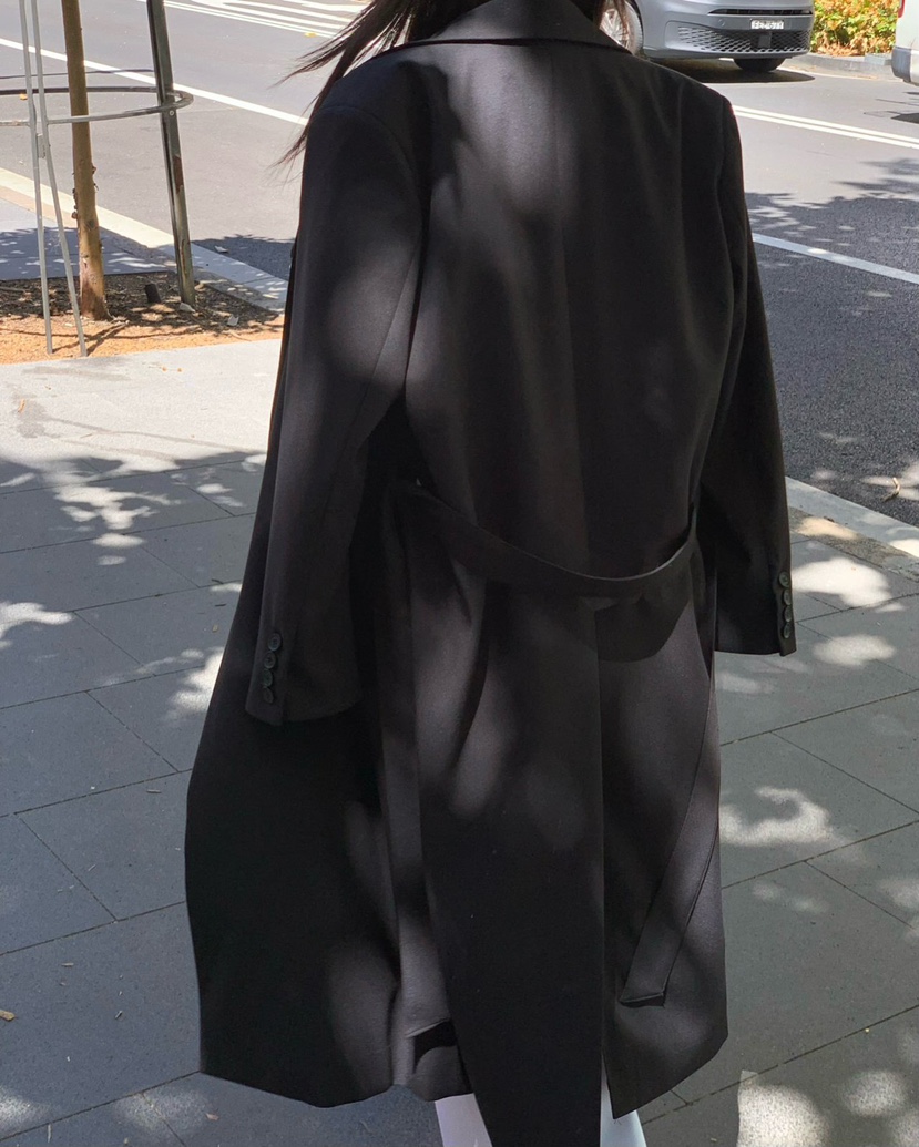 REVE CITE-L東大門直郵女士新品休閑中長款大衣含腰帶系帶REVE CITE-L中長款大衣