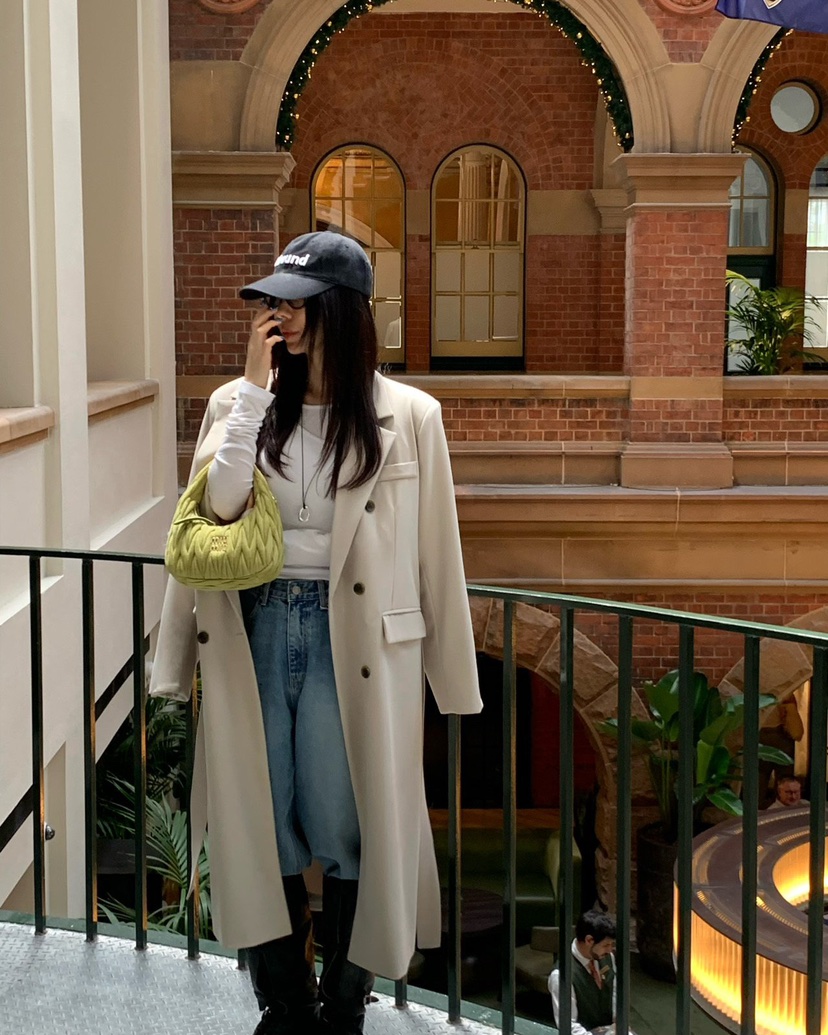 REVE CITE-L東大門直郵女士新品休閑中長款大衣含腰帶系帶REVE CITE-L中長款大衣