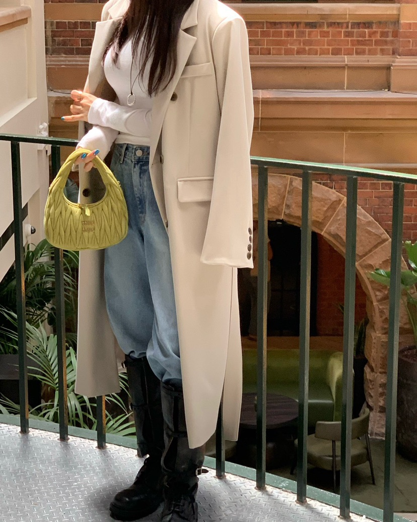 REVE CITE-L東大門直郵女士新品休閑中長款大衣含腰帶系帶REVE CITE-L中長款大衣