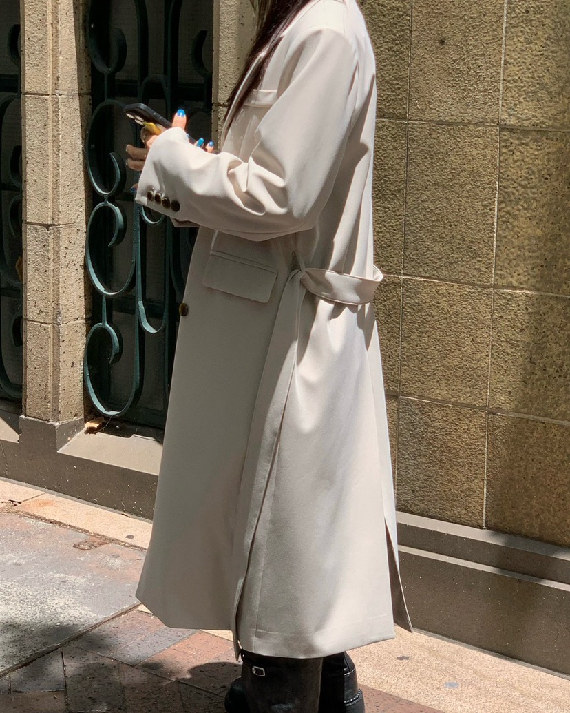 REVE CITE-L東大門直郵女士新品休閑中長款大衣含腰帶系帶REVE CITE-L中長款大衣